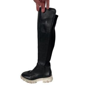 Michael Kors Leather Logo Lug Boots Chunky Sole Black White 5.5 Grunge Goth Blog
